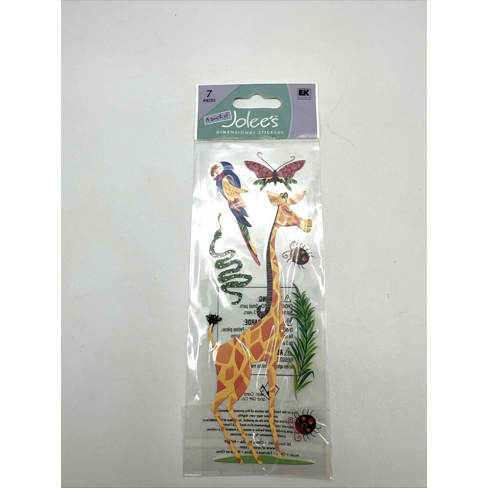 EK Success Touch of Jolees Dimensional Sticker Jungle Animals Giraffe Parrot